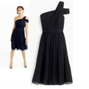 J Crew NEW Black Silk Cara One Shoulder Mini Dress Size 10